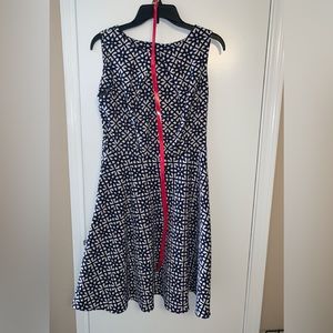 Navy/Tan/Cream Sleeveless Dress with Red Belt Size 10